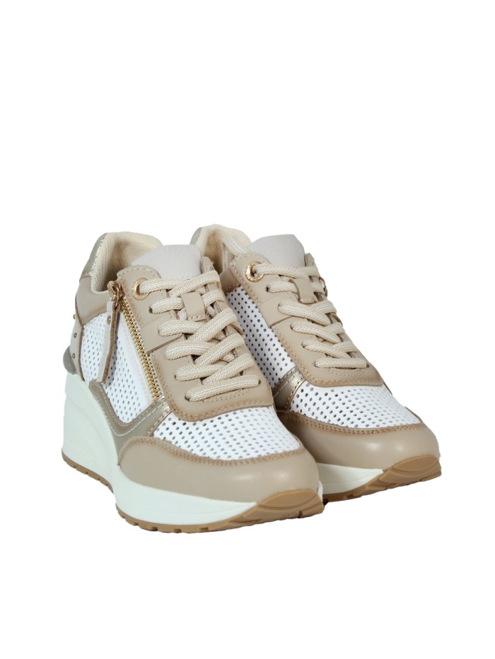 ZAPATILLAS DE CUÑA EN PIEL CARMELA 16226602 BEIGE
