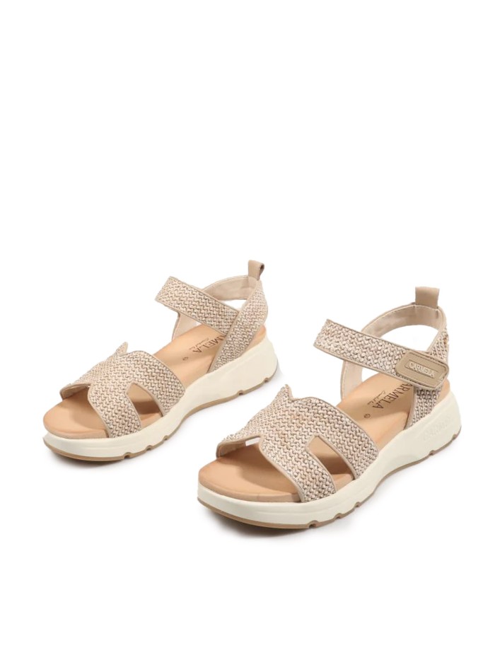 SANDALIAS DE MUJER CONFORTABLES DE RAFIA CARMELA 162362 BEIGE