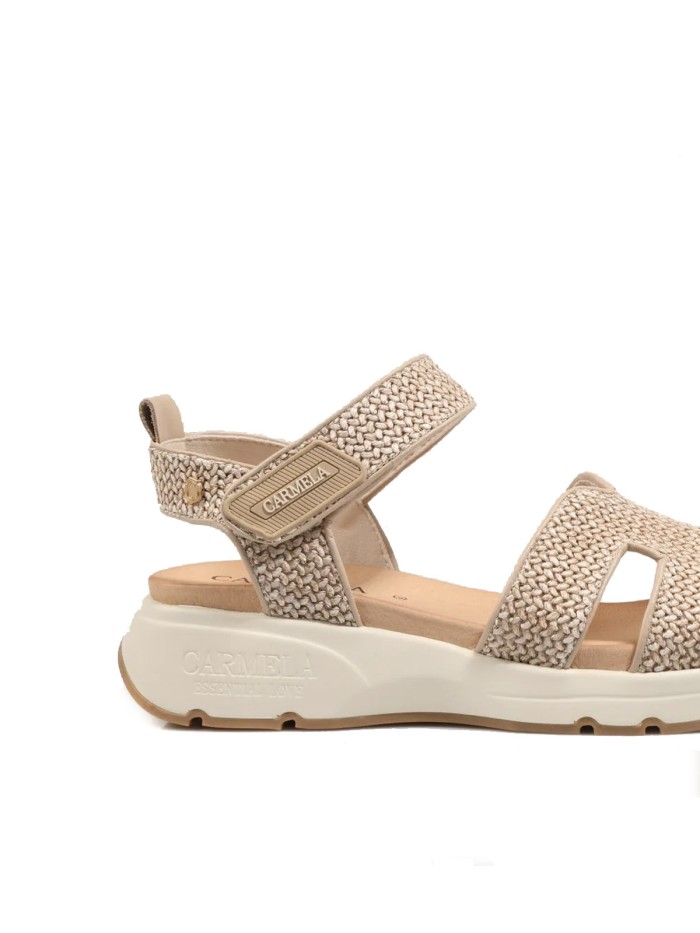 SANDALIAS DE MUJER CONFORTABLES DE RAFIA CARMELA 162362 BEIGE