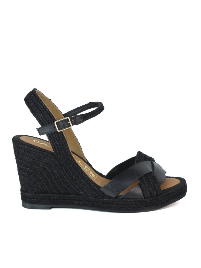 ALPARGATAS DE YUTE CON CUÑA CASTELLER 874 NEGRO