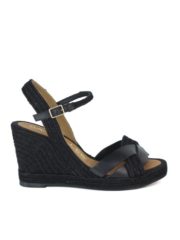 ALPARGATAS DE YUTE CON CUÑA CASTELLER 874 NEGRO