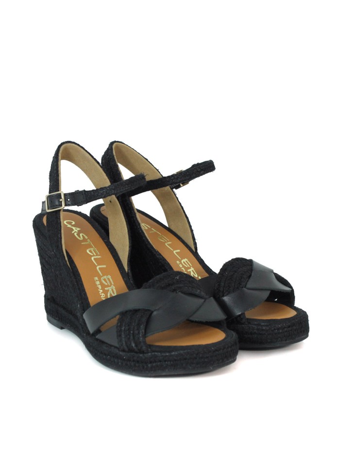 ALPARGATAS DE YUTE CON CUÑA CASTELLER 874 NEGRO