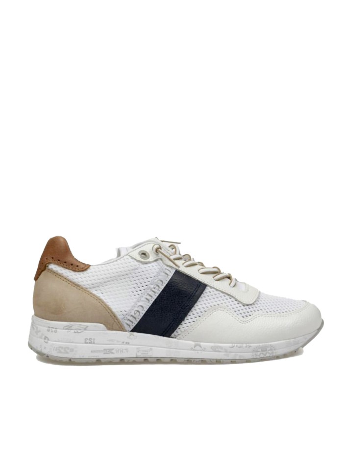 ZAPATILLAS CASUAL DE HOMBRE EN PIEL Y TEJIDO BLANCO CETTI C-1370