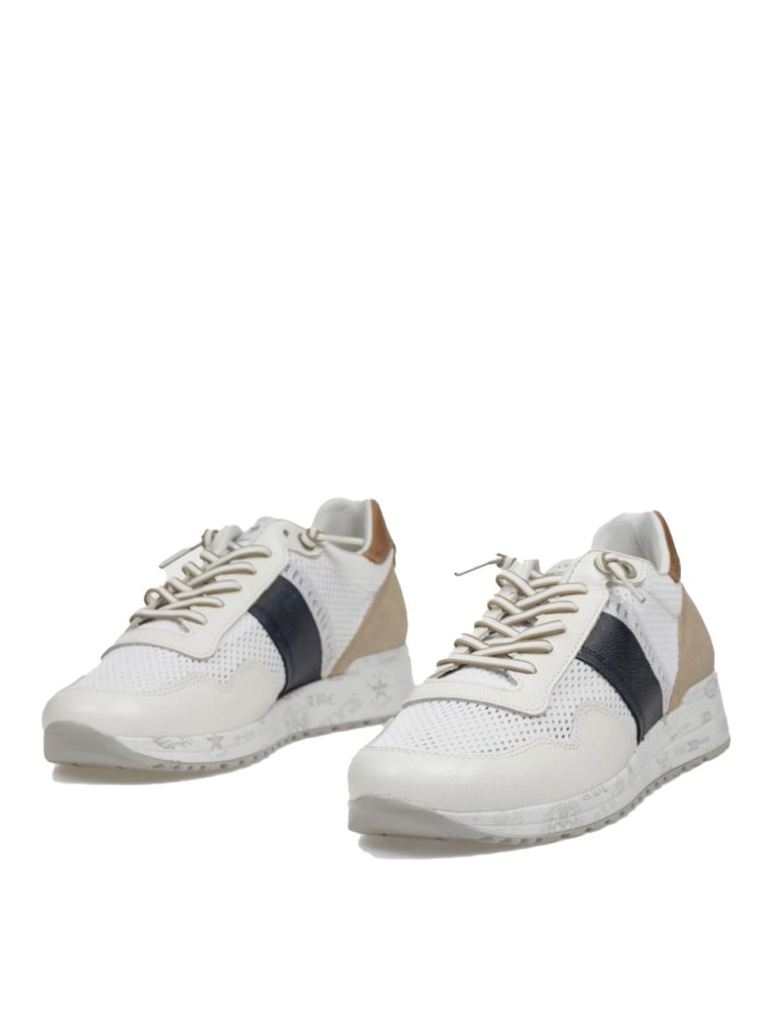 ZAPATILLAS CASUAL DE HOMBRE EN PIEL Y TEJIDO BLANCO CETTI C-1370