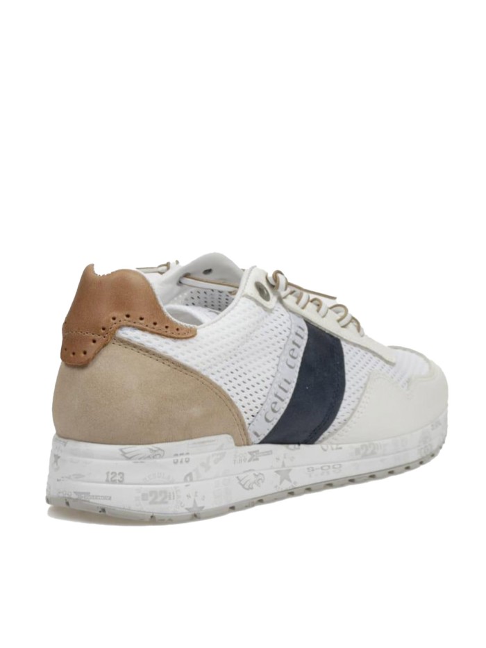 ZAPATILLAS CASUAL DE HOMBRE EN PIEL Y TEJIDO BLANCO CETTI C-1370