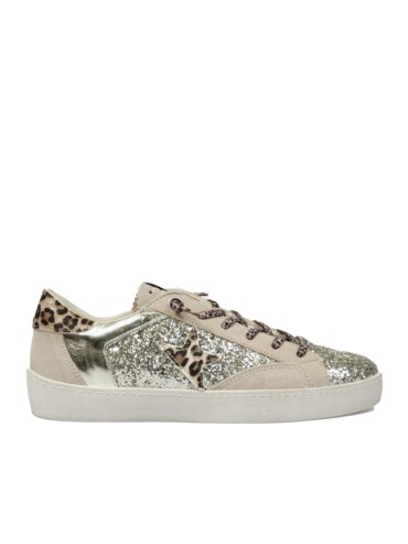 ZAPATILLAS GLITTER CON ANIMAL PRINT DE MUJER CETTI C-1342 CHAMPAN
