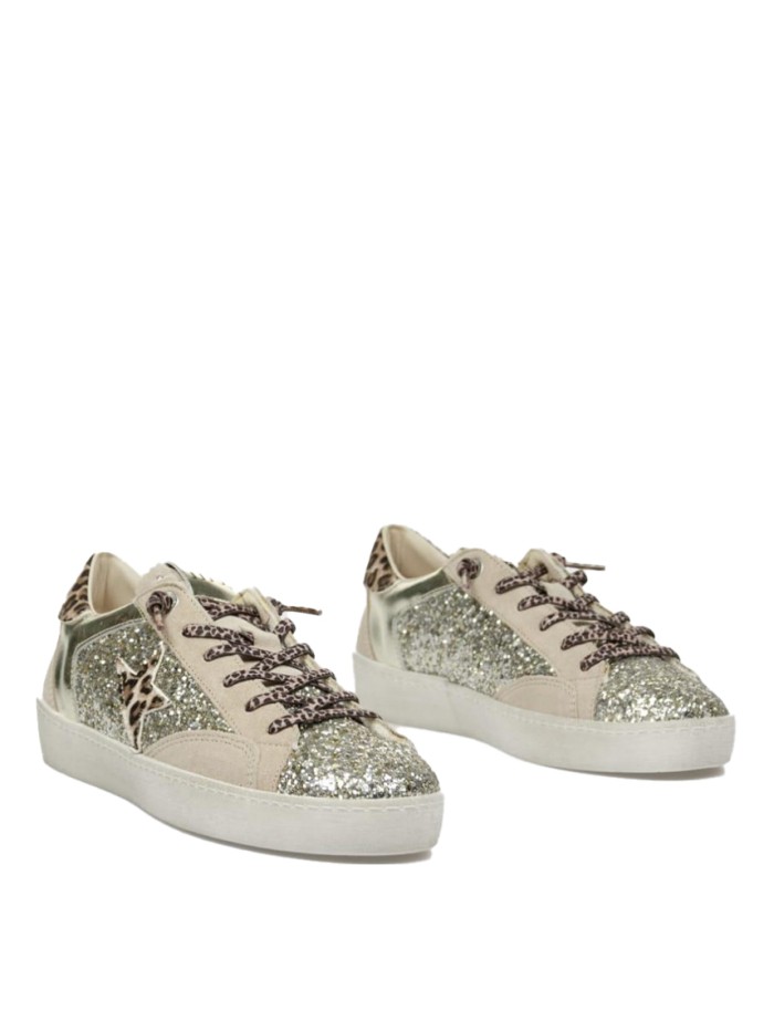 ZAPATILLAS GLITTER CON ANIMAL PRINT DE MUJER CETTI C-1342 CHAMPAN