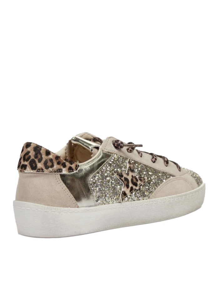 ZAPATILLAS GLITTER CON ANIMAL PRINT DE MUJER CETTI C-1342 CHAMPAN