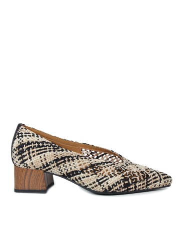 ZAPATOS DE TACÓN EN RAFIA TRENZADA DESIREE PRAGA 1 MULTICOLOR PARDO