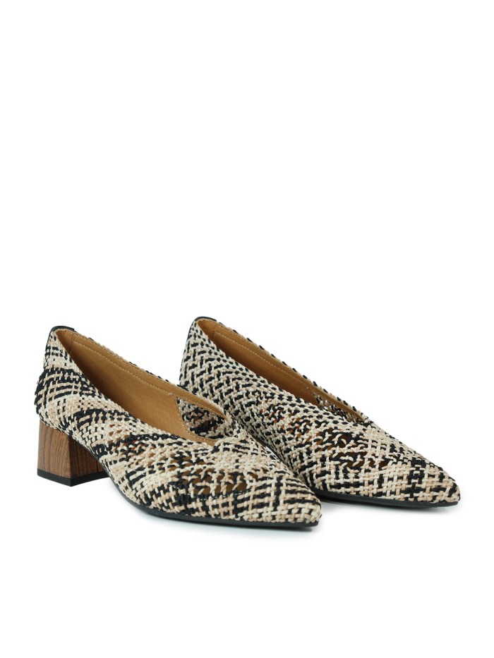 ZAPATOS DE TACÓN EN RAFIA TRENZADA DESIREE PRAGA 1 MULTICOLOR PARDO