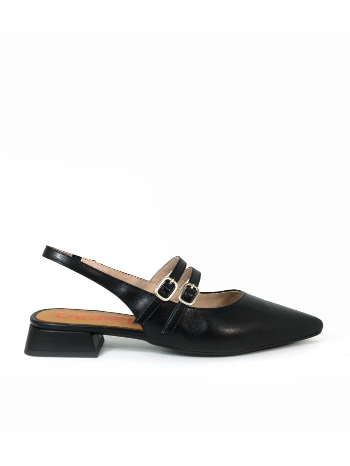 ZAPATOS DE PIEL DESTALONADOS NEGROS DESIREE DALI 7