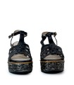 SANDALIAS DE CUÑA DE YUTE NEGRAS EVA PARIS 28947 NEGEO