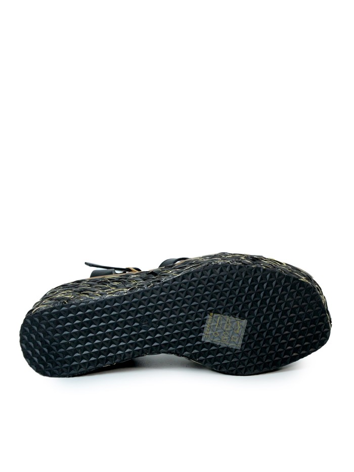 SANDALIAS DE CUÑA DE YUTE NEGRAS EVA PARIS 28947 NEGEO