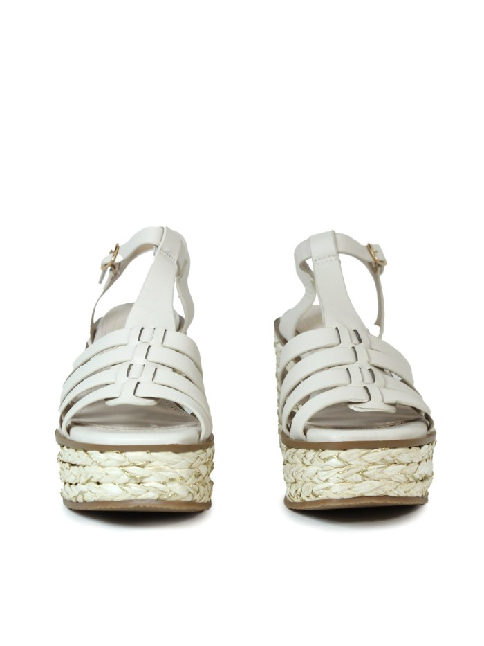 SANDALIASDE PIEL CON CUÑA DE YUTE BEIGE EVA PARIS 28947