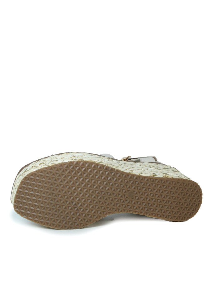 SANDALIASDE PIEL CON CUÑA DE YUTE BEIGE EVA PARIS 28947