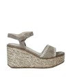 SANDALIAS DE PIEL TAUPE CON CUÑA DE YUTE EVA PARIS 28949