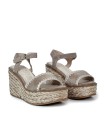 SANDALIAS DE PIEL TAUPE CON CUÑA DE YUTE EVA PARIS 28949