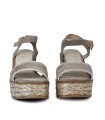 SANDALIAS DE PIEL TAUPE CON CUÑA DE YUTE EVA PARIS 28949