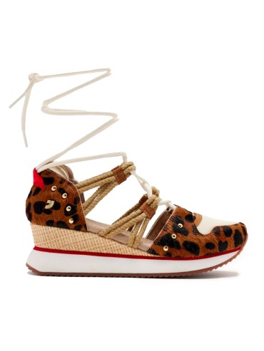 SNEAKER ABIERTA CON CUÑA PARA MUJER GIOSEPPO KEWASKUM LEOPARDO