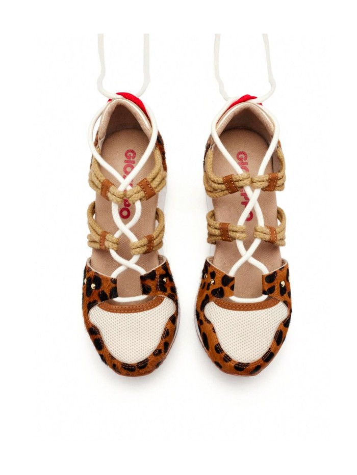 SNEAKER ABIERTA CON CUÑA PARA MUJER GIOSEPPO KEWASKUM LEOPARDO