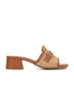 SANDALIAS DESTALONADAS DE PIEL Y RAFIA HISPANITAS DALLAS RHV254071 NATURAL