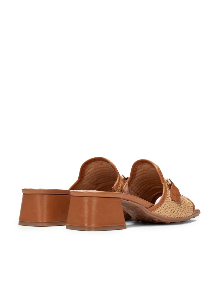 SANDALIAS DESTALONADAS DE PIEL Y RAFIA HISPANITAS DALLAS RHV254071 NATURAL