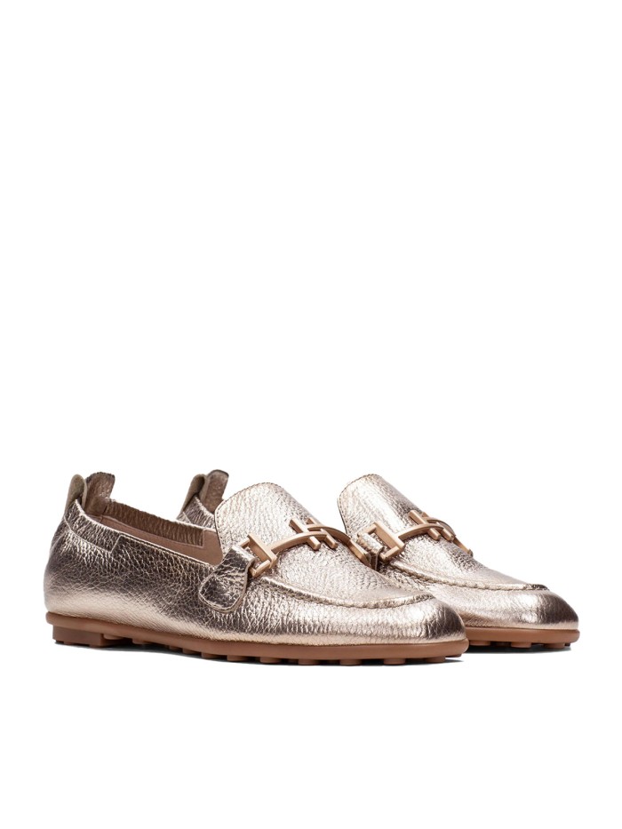 MOCASÍN PLANO METALIZADO HISPANITAS BOMBAYU HV254027 CHAMPAGNE