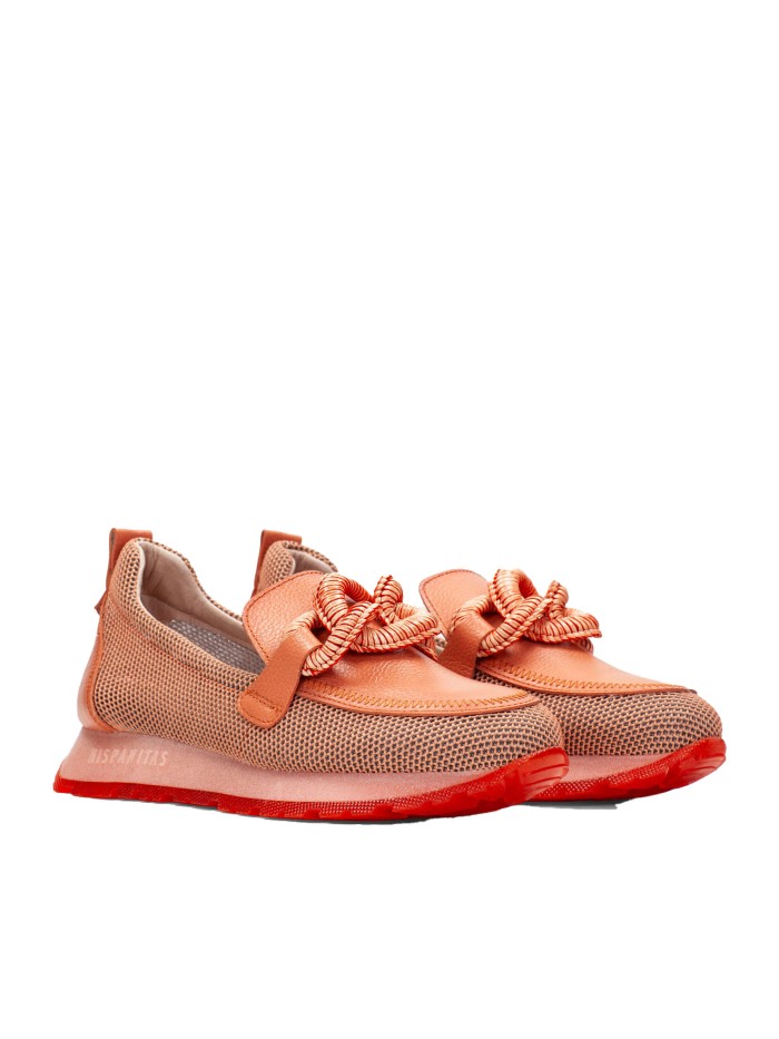 MOCASÍN DE MUJER EN PIEL HISPANITAS KANSAD HV254065 CORAL