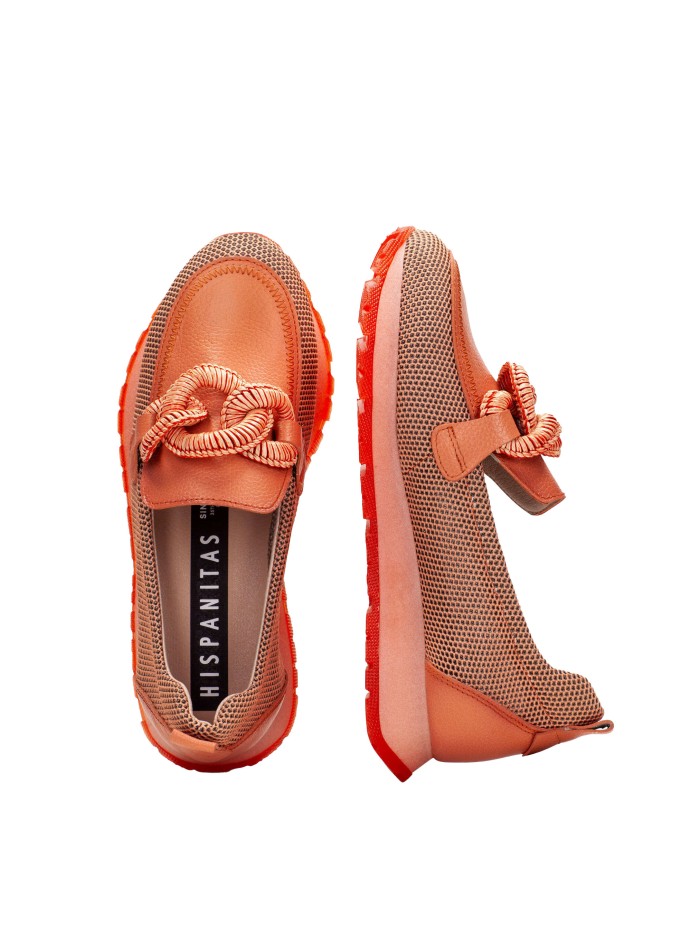 MOCASÍN DE MUJER EN PIEL HISPANITAS KANSAD HV254065 CORAL