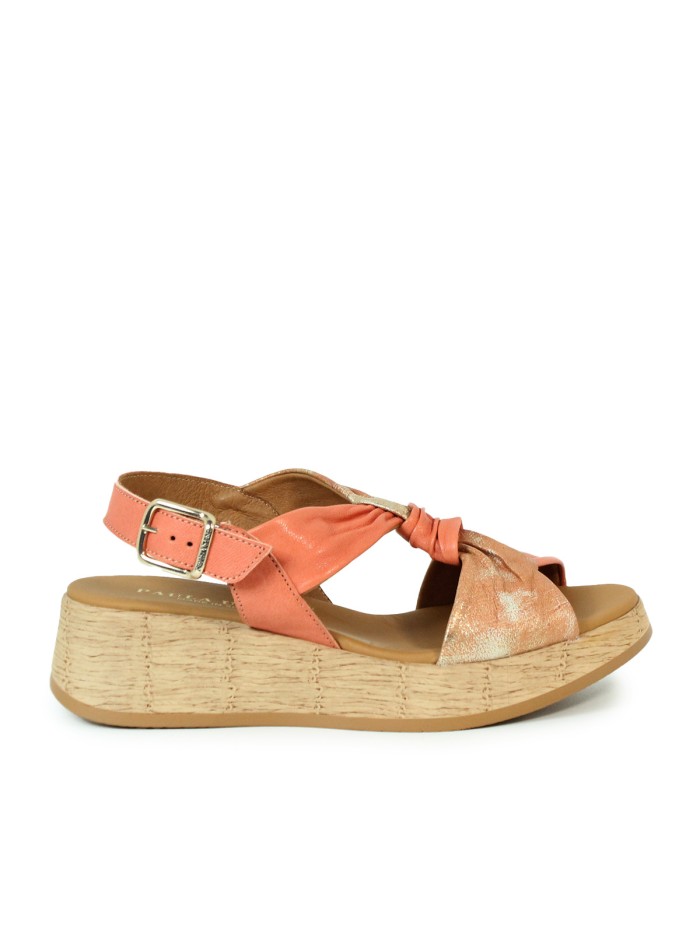 SANDALIAS DE PIEL CON CUÑA PAULA URBAN PICASO SUNSET 33-710 NARANJA