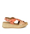 SANDALIAS DE PIEL CON CUÑA PAULA URBAN PICASO SUNSET 33-710 NARANJA