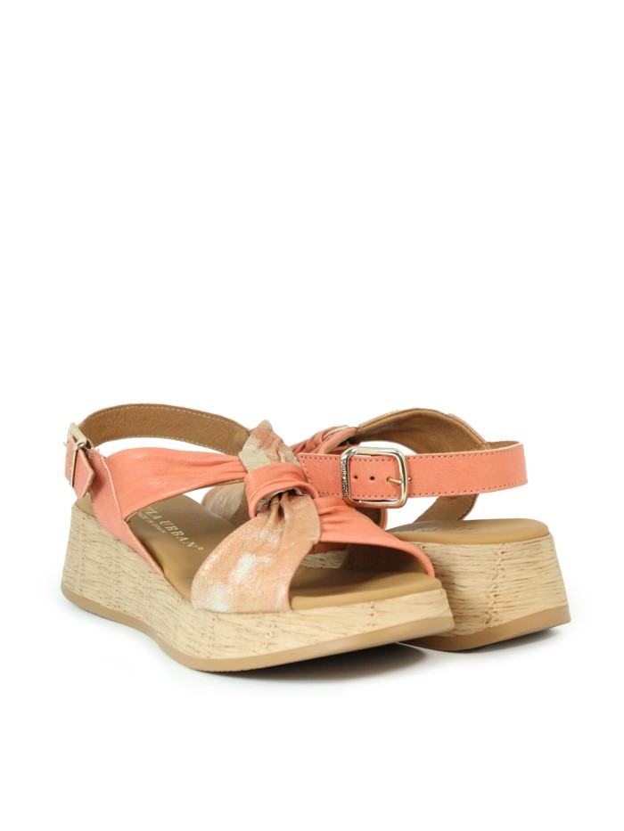 SANDALIAS DE PIEL CON CUÑA PAULA URBAN PICASO SUNSET 33-710 NARANJA