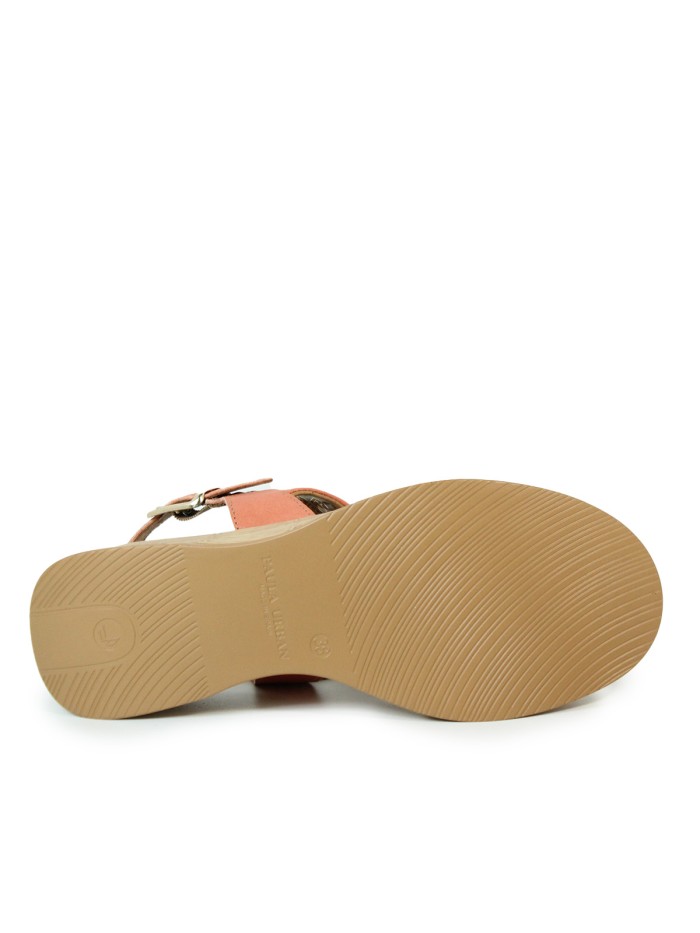 SANDALIAS DE PIEL CON CUÑA PAULA URBAN PICASO SUNSET 33-710 NARANJA