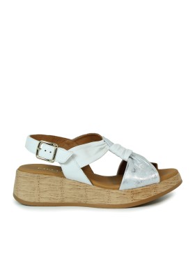 SANDALIAS DE PIEL CON CUÑA PAULA URBAN PICASO SUNSET 33-710 BLANCO