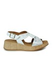 SANDALIAS DE PIEL CON CUÑA PAULA URBAN PICASO SUNSET 33-710 BLANCO