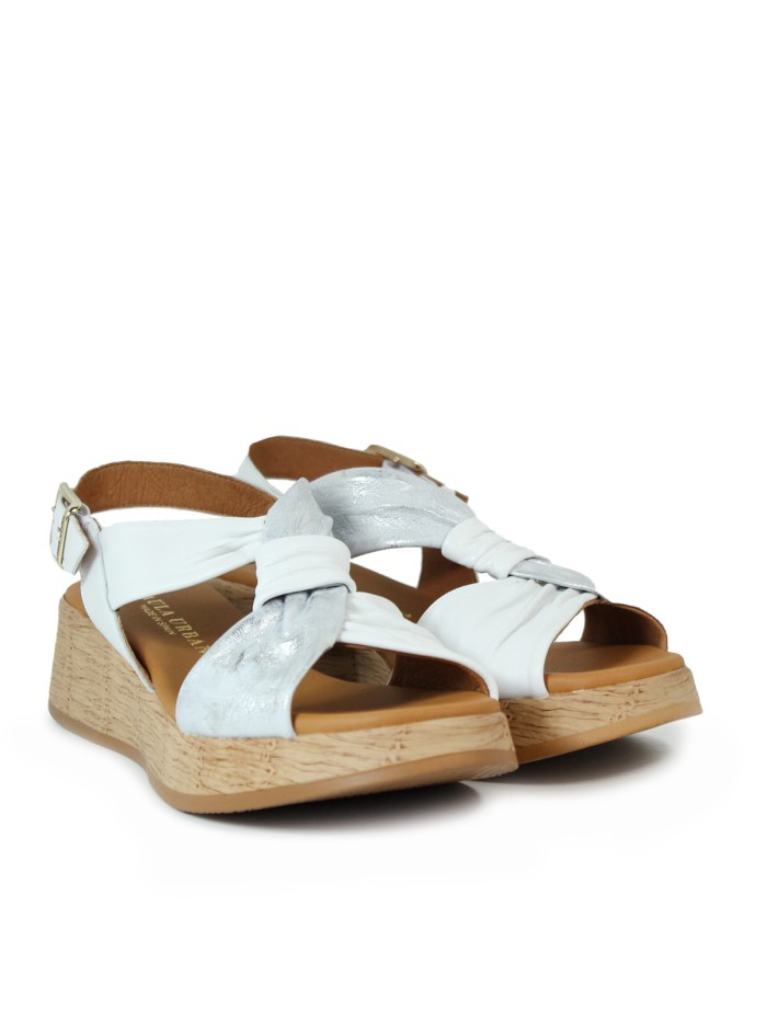 SANDALIAS DE PIEL CON CUÑA PAULA URBAN PICASO SUNSET 33-710 BLANCO