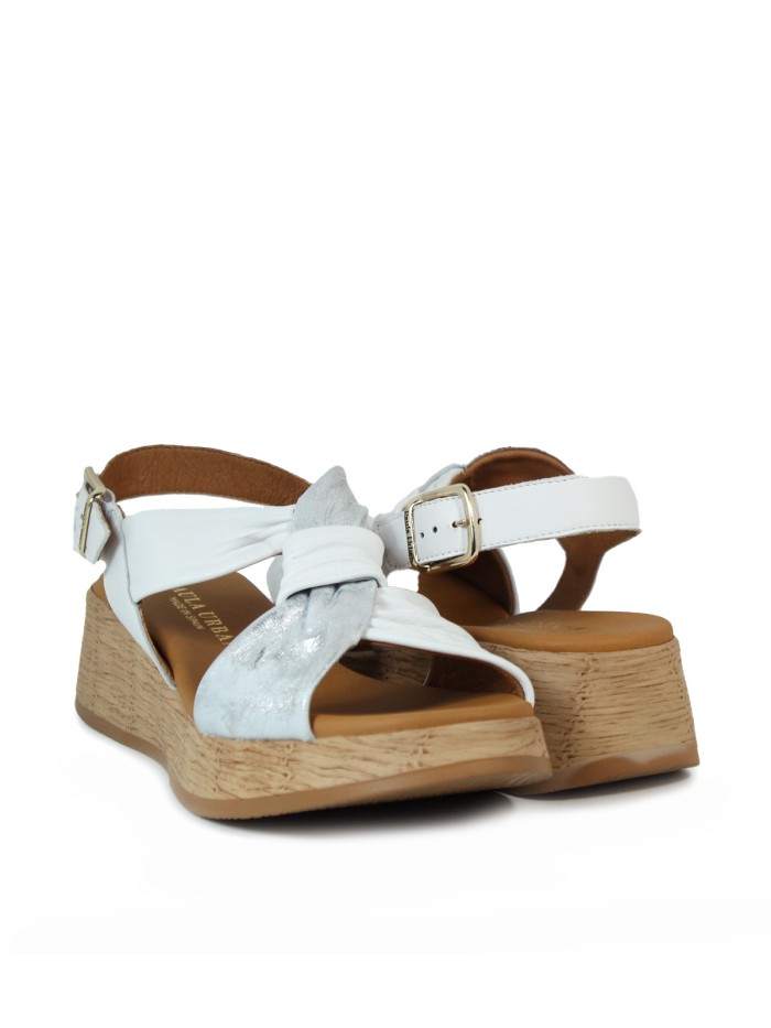 SANDALIAS DE PIEL CON CUÑA PAULA URBAN PICASO SUNSET 33-710 BLANCO