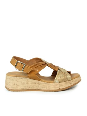 SANDALIAS DE PIEL CON CUÑA PAULA URBAN PICASO SUNSET 33-710 CAMEL