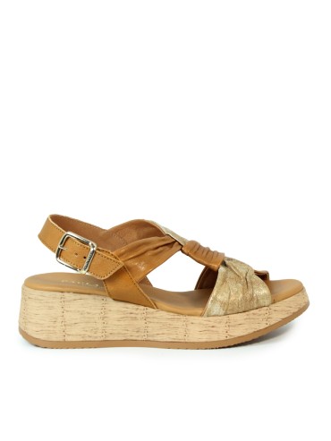 SANDALIAS DE PIEL CON CUÑA PAULA URBAN PICASO SUNSET 33-710 CAMEL