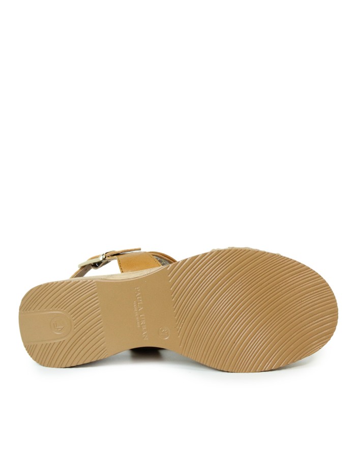 SANDALIAS DE PIEL CON CUÑA PAULA URBAN PICASO SUNSET 33-710 CAMEL