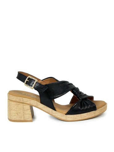SANDALIAS DE PIEL CON TACÓN PAULA URBAN SUNSET 34-776 NEGRO