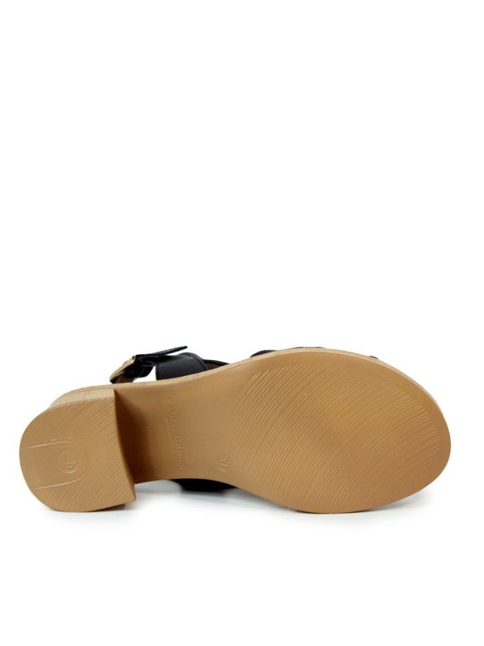 SANDALIAS DE PIEL CON TACÓN PAULA URBAN SUNSET 34-776 NEGRO