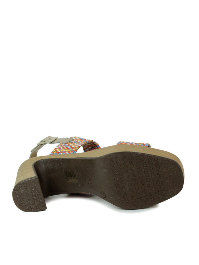 SANDALIAS DE RAFIA CON TACÓN PENELOPE 6336 MULTICOLOR