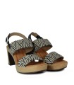 SANDALIAS DE RAFIA CON TACÓN PENELOPE 6336 BLANCO Y NEGRO