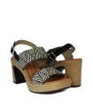 SANDALIAS DE RAFIA CON TACÓN PENELOPE 6336 BLANCO Y NEGRO