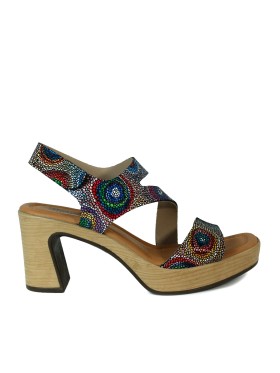 SANDALIAS DE PIEL FANTASÍA CON TACÓN PENELOPE 6406 MULTICOLOR