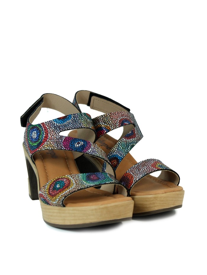 SANDALIAS DE PIEL FANTASÍA CON TACÓN PENELOPE 6406 MULTICOLOR