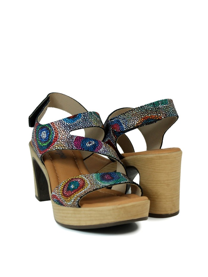 SANDALIAS DE PIEL FANTASÍA CON TACÓN PENELOPE 6406 MULTICOLOR