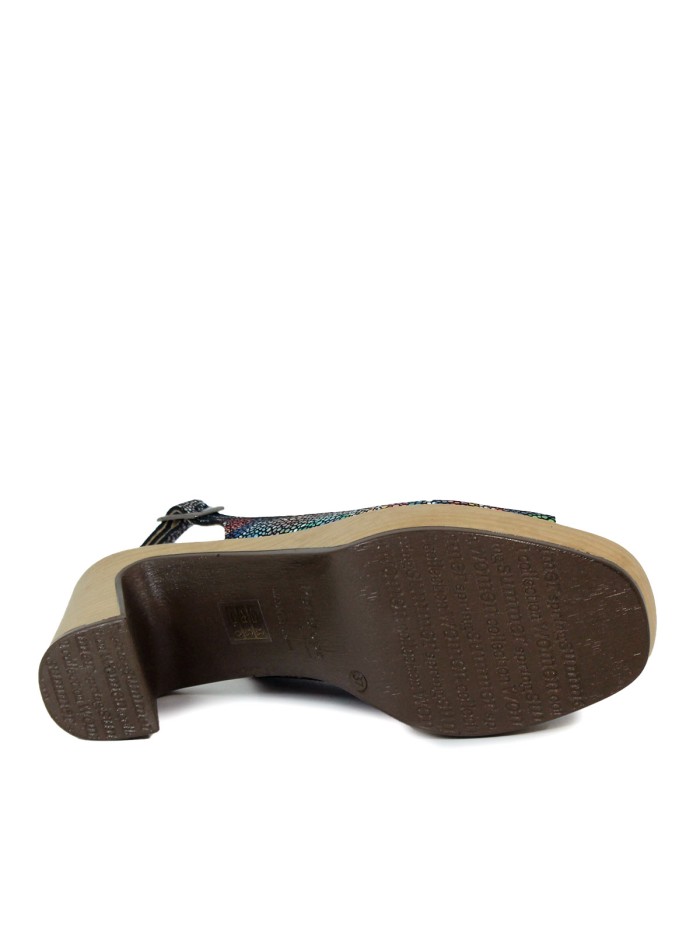 SANDALIAS DE PIEL FANTASÍA CON HEBILLA Y TACÓN PENELOPE 6349 VÉRTIGO MULTICOLOR