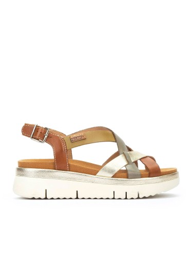 SANDALIAS DE TIRAS CON CUÑA PARA MUJER PIKOLINOS PALMA W4N-0650C1 CUERO